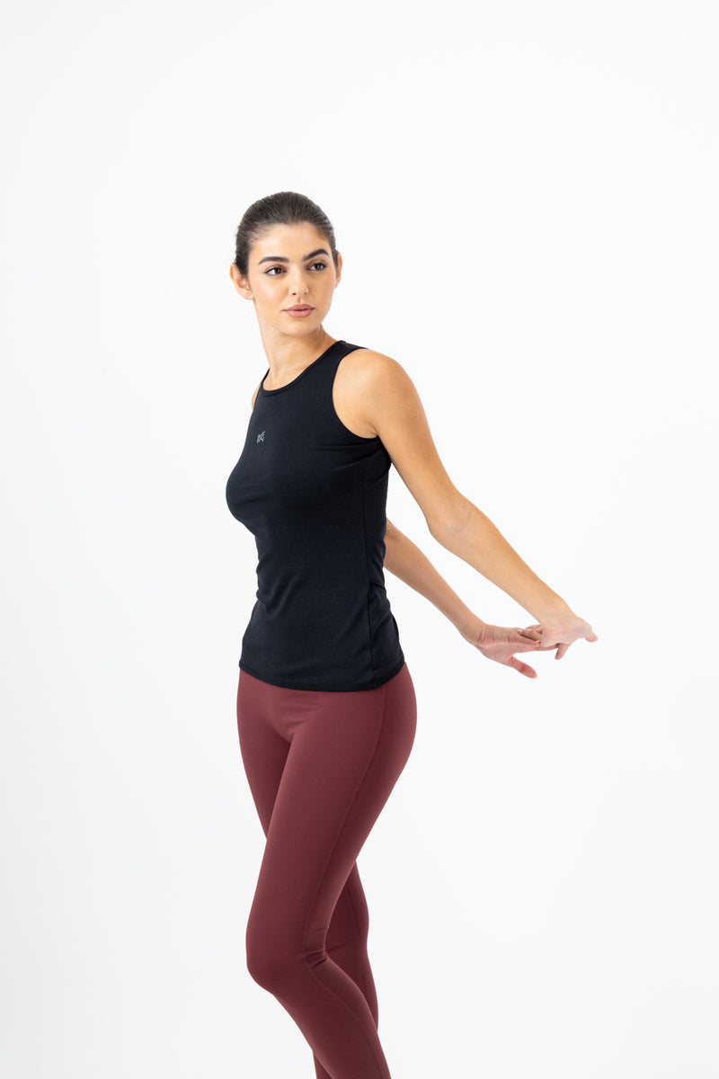 Aura Crossover Cutout Tank — Black